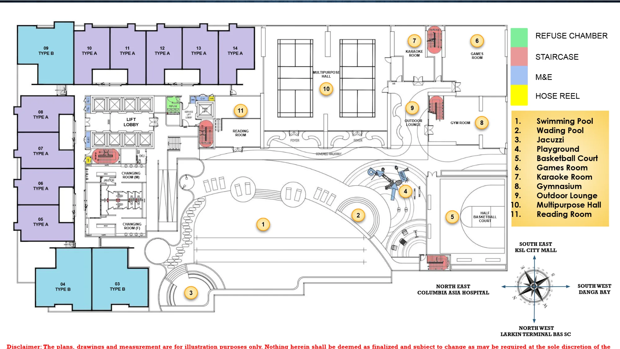 The Asteriaz Level 10 facilities floor with pools, courts and rooms