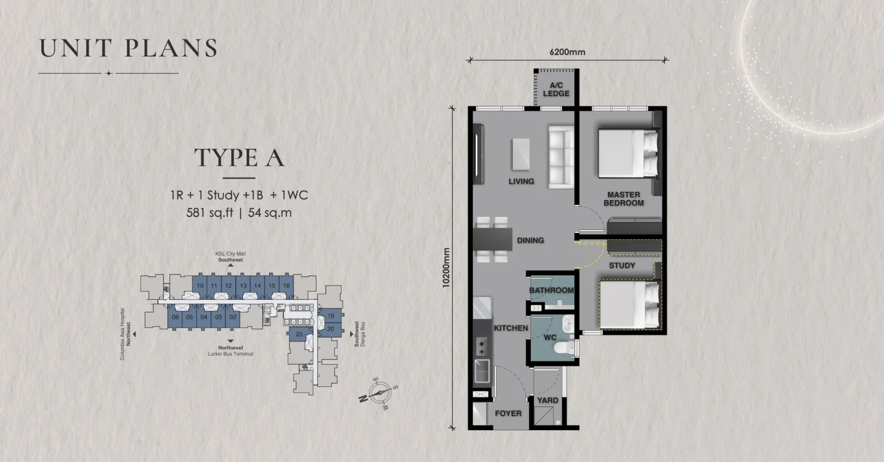 The Asteriaz & The Celestz floor plan Celestz Type A, 581 sq ft, 1+1 bed, 1 bath